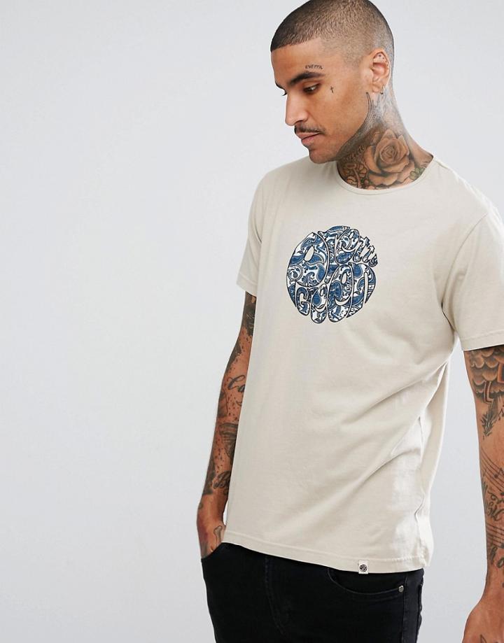 Pretty Green Paisley Applique Logo T-shirt In Stone - Stone