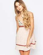 Raga Boho Embroidered Cami Dress - Nude