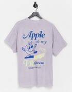 Topman Oversize T-shirt With Front And Back Apple Of My Pie Print In Lilac-purple