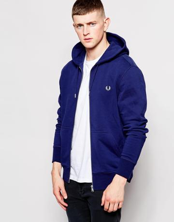 Fred Perry Hoodie In Graphic Blue - Graphic Blu