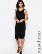 Asos Petite Split Front Layered Column Dress - Black
