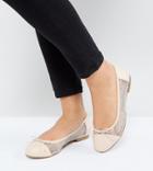 Asos Light Show Wide Fit Crystal Ballet Flats - Beige