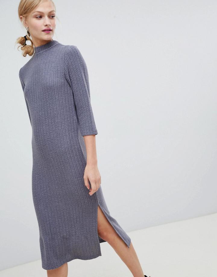 Jdy High Neck Midi Dress - Gray