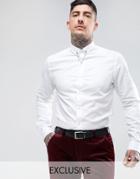 Noose & Monkey Skinny Smart Shirt With Collar Bar - White