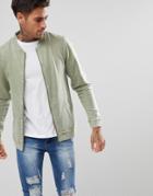 Troy Bomber Sweat In Washed Khaki - Green