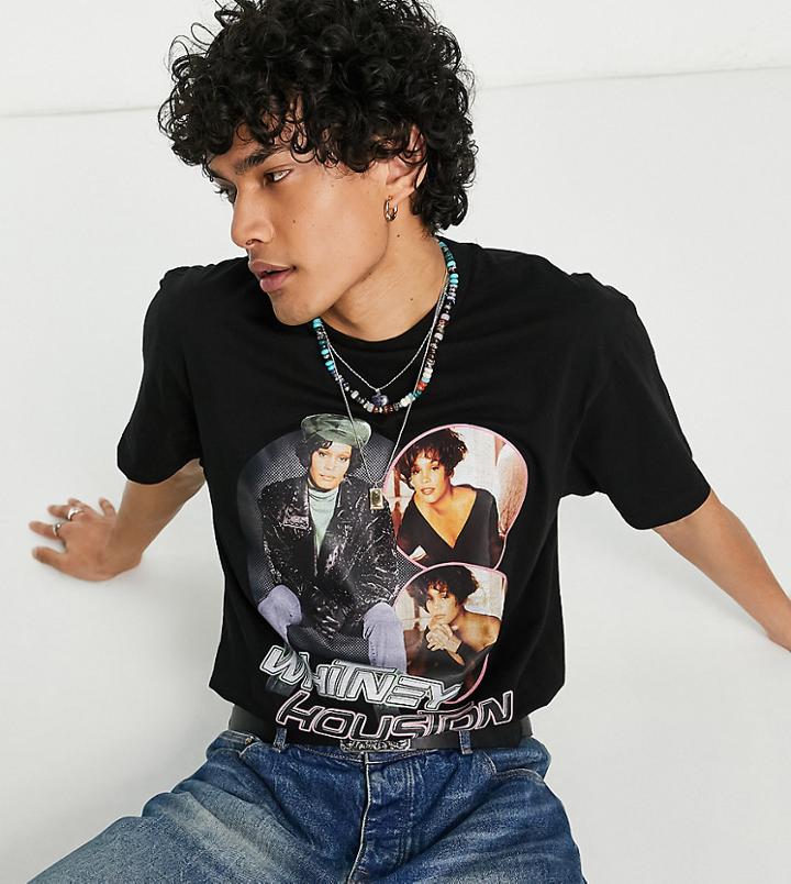 Reclaimed Vintage Inspired Unisex Licensed Whitney Houston T-shirt In Black
