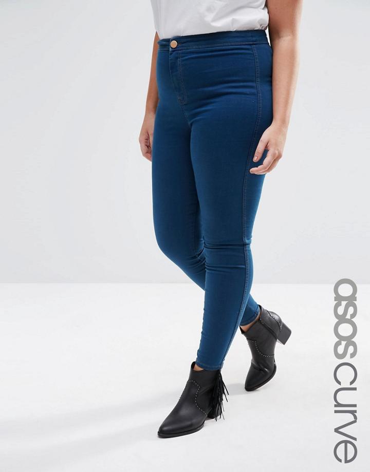 Asos Curve Rivington Jeggings In Blair Dark Flat Blue - Blue