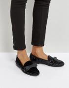 Qupid Bow Velvet Slipper Flat Shoe - Black