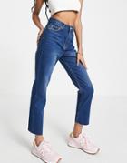 Brave Soul Fran Straight Mom Jeans In Mid Blue-blues