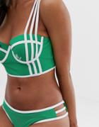 Adidas Originals X Ji Won Choi Displaced Trefoil Bikini In Green - Green