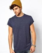 Asos T-shirt With Relaxed Skater Fit And Roll Sleeve - Navy Marl