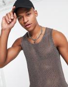 Asos Design Knitted Metallic Mesh Rainbow Tank Top - Part Of A Set-multi