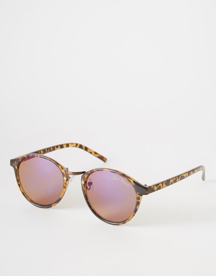 Black Phoenix Round Sunglasses With Revo Blue Lenses - Brown