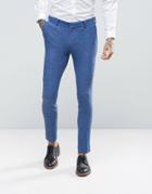 Asos Super Skinny Suit Pants In Mid Blue Neppy Jersey - Blue