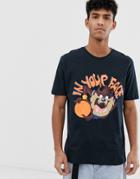 Asos Design Relaxed T-shirt With Tazmanian Devil Print - Navy