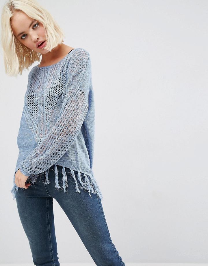 Deby Debo Risque Fringed Sweater - Blue