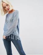 Deby Debo Risque Fringed Sweater - Blue