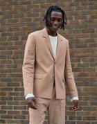 Asos White Boxy Blazer In Beige Linen - Beige