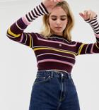 New Look Crew Neck Sweater In Stripe-red