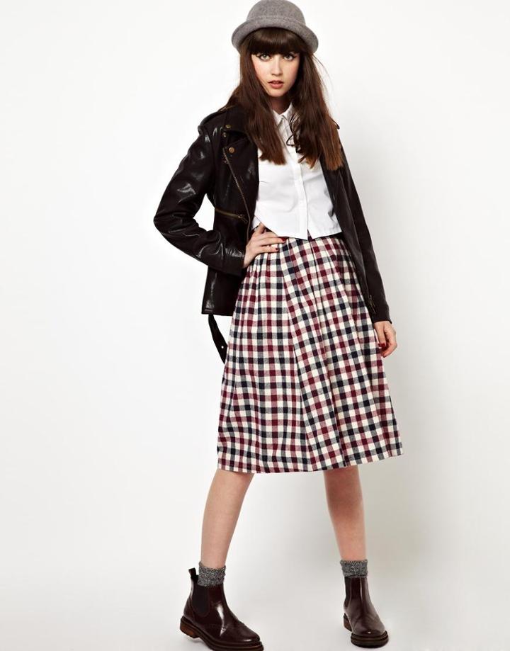 The Whitepepper Check Midi Skirt