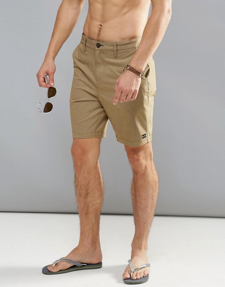 Billabong Cross Fire Quick Dry Walk Shorts In Khaki 19 Inch - Green