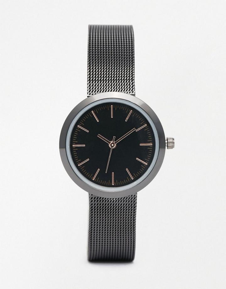 Asos Shoulderless Case Mesh Strap Watch - Gunmetal