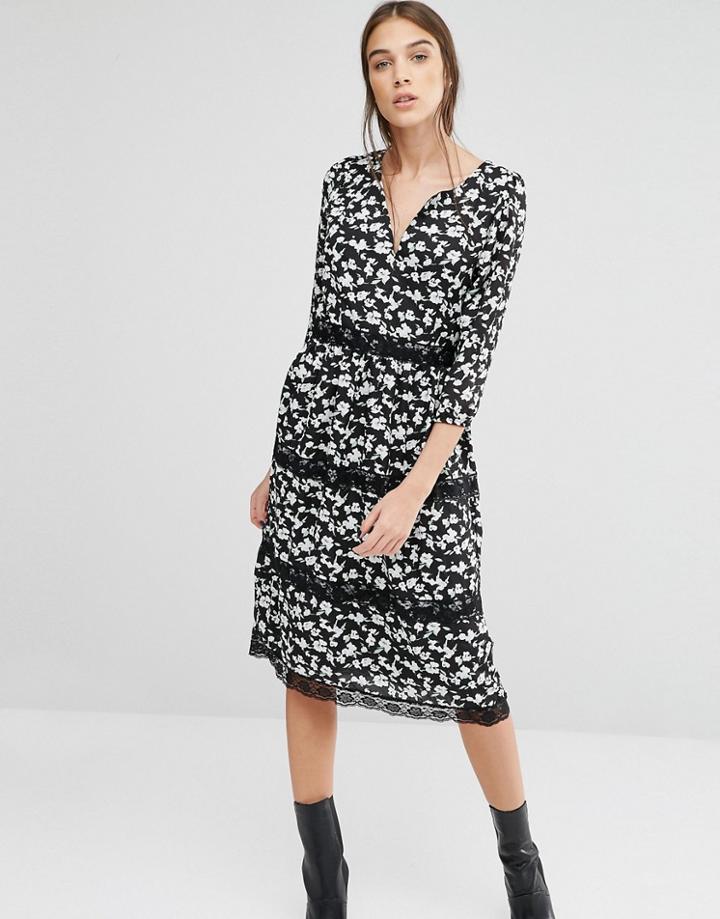 Trollied Dolly Love You Long Time Floral Dress - Black