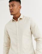 Asos Design Stretch Slim Fir Poplin Shirt In Ecru-cream