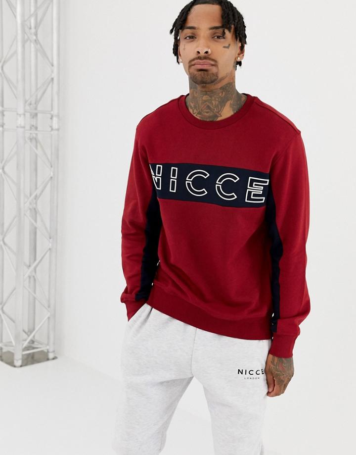 Nicce Sweatshirt In Red With Chest Logo