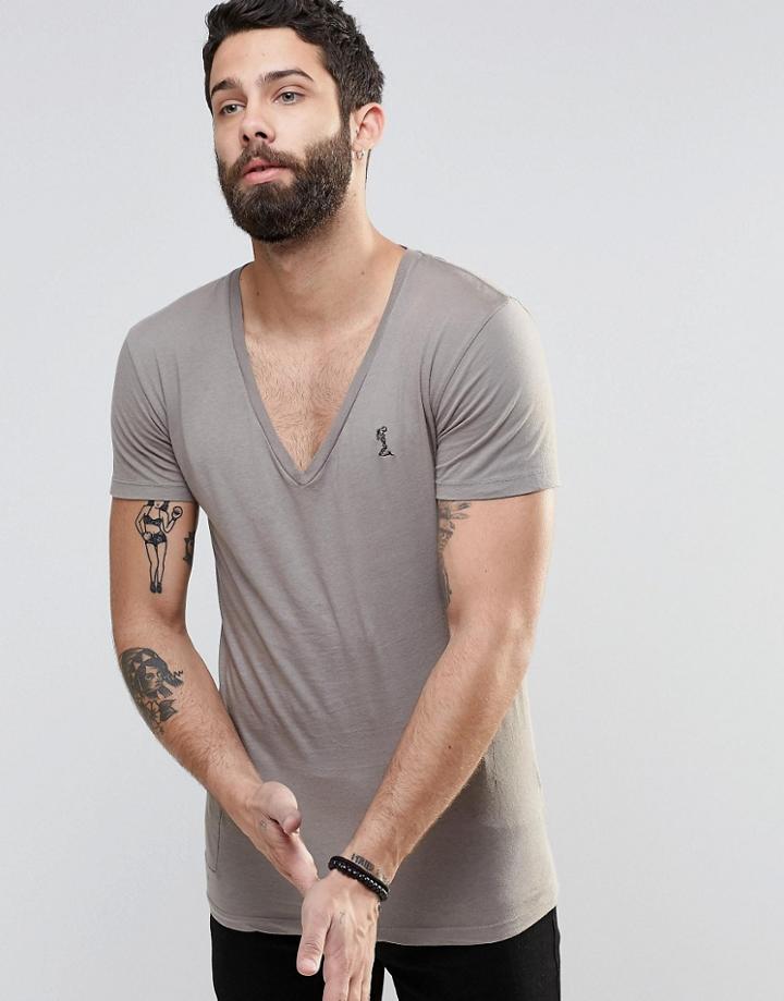 Religion Plain V Neck T-shirt - Gray
