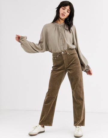 Weekday Row Corduroy Pants In Mole Gray