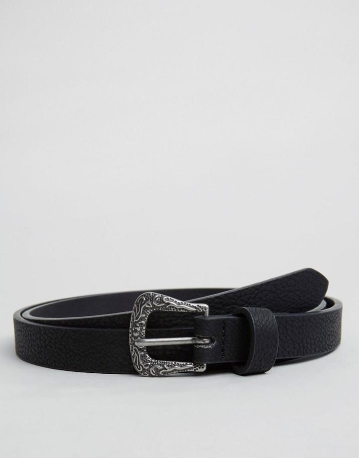 Asos Super Skinny Western Belt In Black - Black