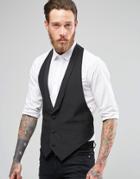 Asos Slim Fit Vest With Shawl Collar - Black