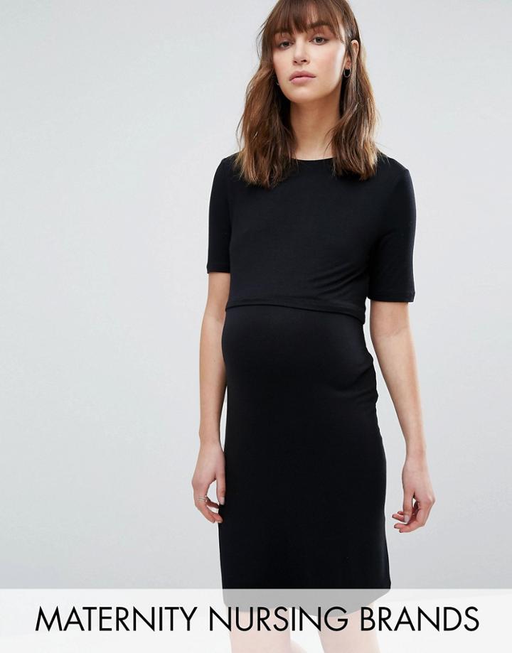 New Look Maternity Double Layered Nursing Dress - Black