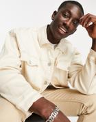 Mennace Relaxed Denim Jacket In Off White