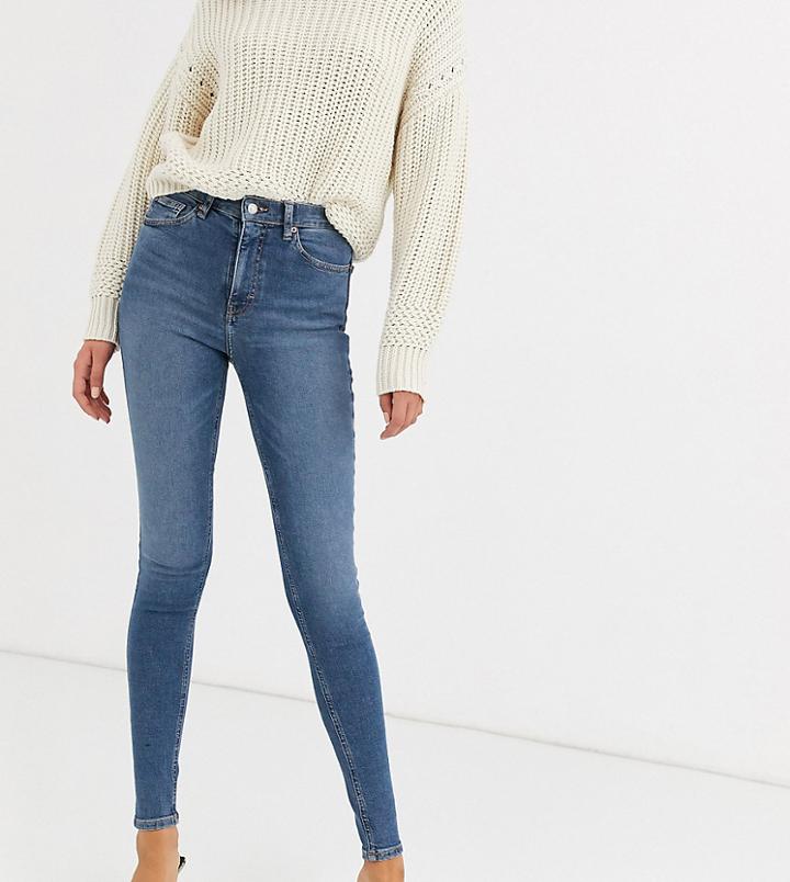 Topshop Tall Jamie Skinny Jeans In Mid Wash-blues