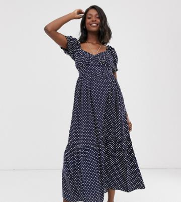 Wild Honey Maternity Maxi Dress With Full Skirt In Polka Dot-multi