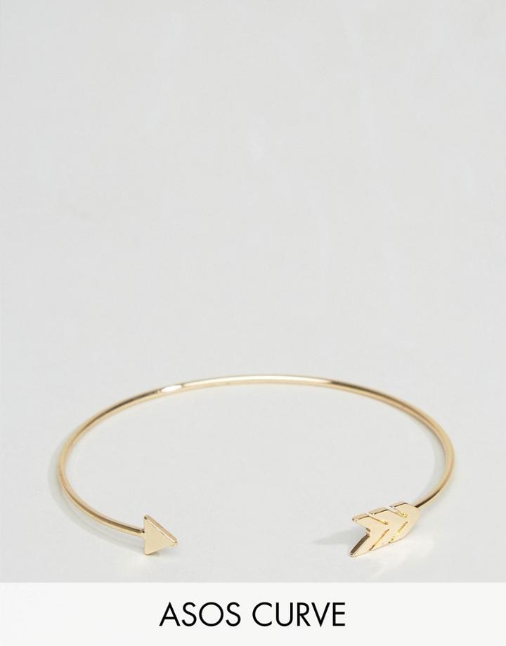 Asos Curve Open Smooth Arrow Cuff Bracelet - Gold