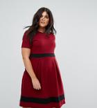 Praslin Skater Dress With Contrast Stripe - Red
