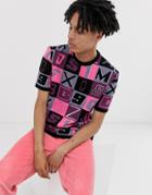 Asos Design Knitted T-shirt In Letter Design - Pink