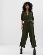 Weekday Tailored Jumpsuit In Khaki Green - Green