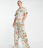 Reclaimed Vintage Inspired Relaxed Pants In Resort Print - Part Of A Set-multi
