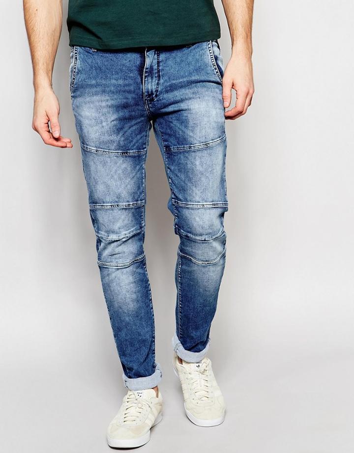 Replay Sweat Pants Beidham Skinny Fit Biker Distressed Mid Vintage - Mid Vintage Wash