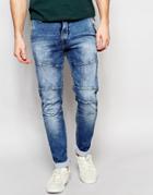 Replay Sweat Pants Beidham Skinny Fit Biker Distressed Mid Vintage - Mid Vintage Wash