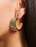 Asos Design Hoop Earrings With Twist Row In Gold Tone