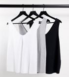 Asos Design Curve Ultimate Tank Top With Scoop Neck In Cotton Blend In 3 Pack Save - Multi