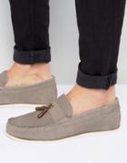 Asos Tassel Loafers In Gray Suede - Gray