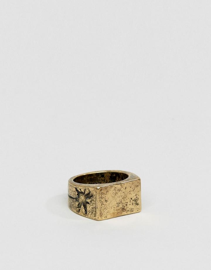 Classics 77 Engraved Signet Ring In Burnished Gold - Gold