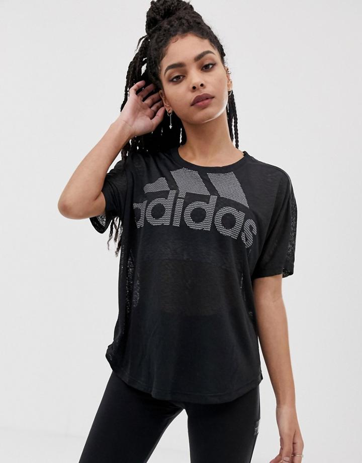 Adidas Training Logo Tee In Black