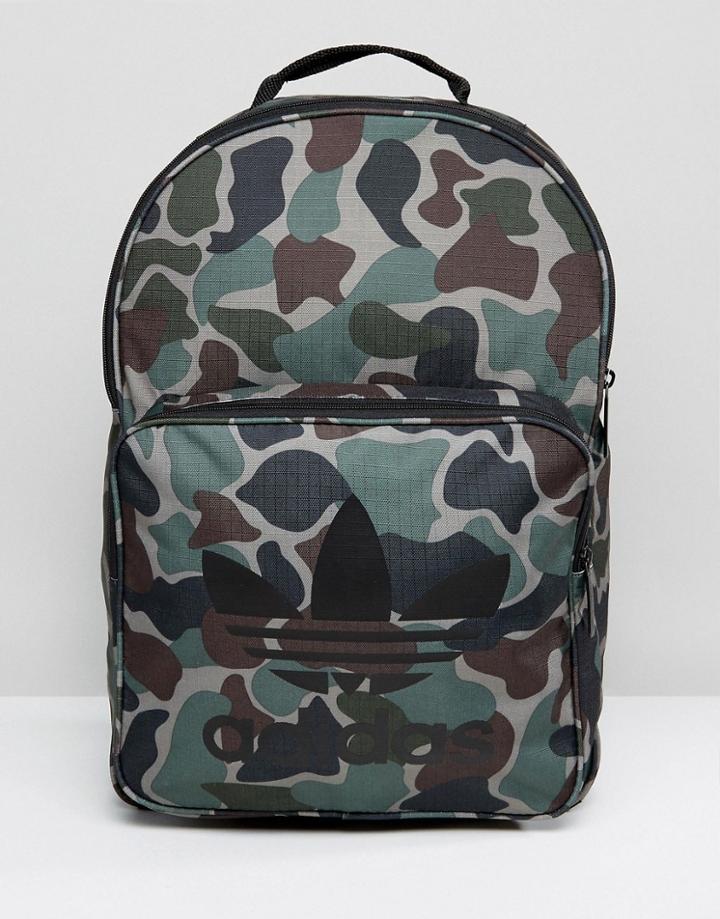 Adidas Originals Classic Backpack In Camo Bq6084 - Green